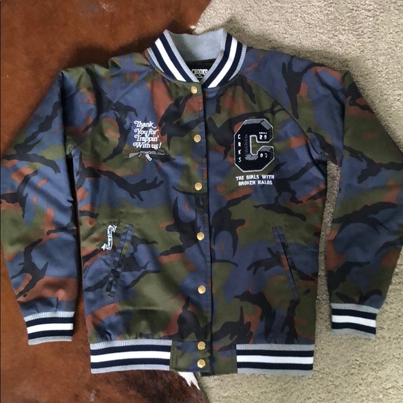 Crooks & Castles Jackets & Blazers - CROOKS & CASTLES CAMO VARSITY BOMBER